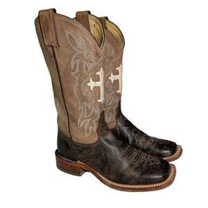 Vintage Tony Lama Boots Womens Size 7B Brown Leather Cross Y2K Country Girl